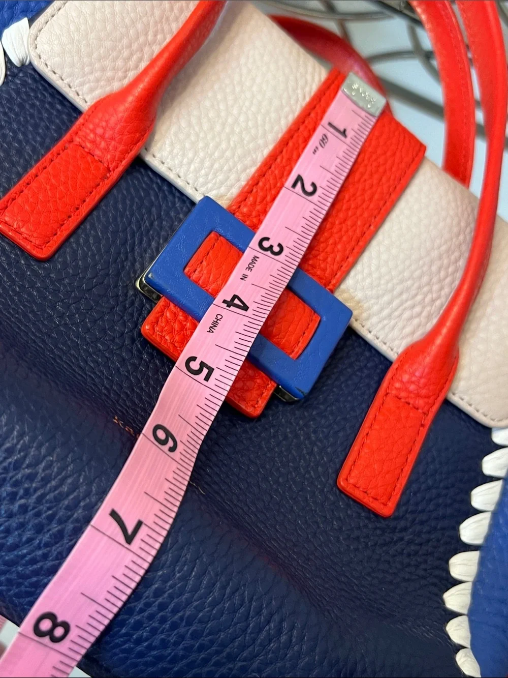 Kate Spade Colorblock Leather Satchel Crossbody Bag Whipstitch Navy Red Blue NWT